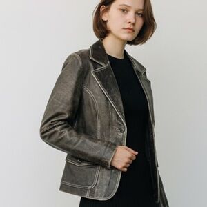 NWOT Distressed Lambskin Leather Jacket